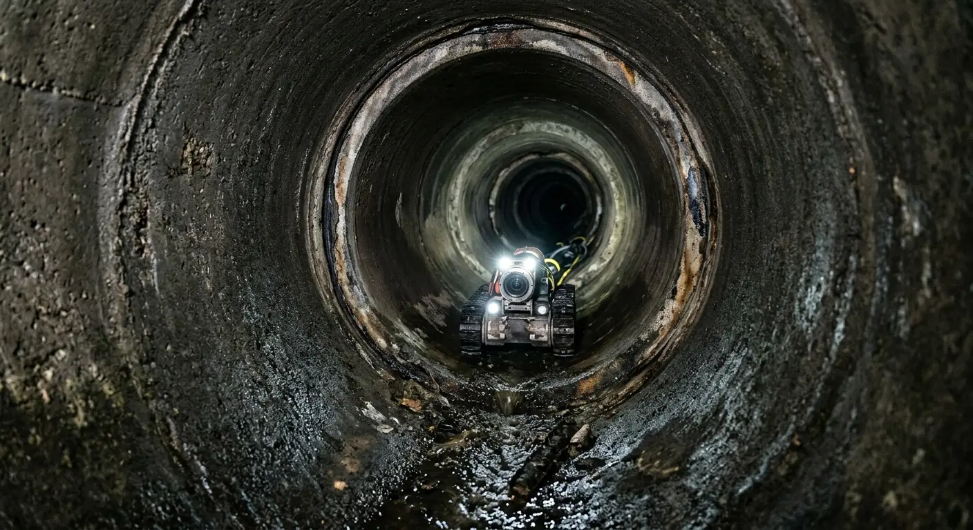 Robotic sewer camera inspecting pipe interior for Sewer Line Cleaning in San Buenaventura (Ventura)